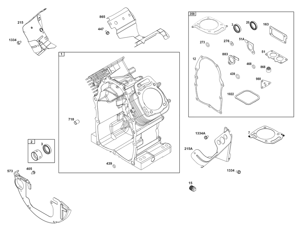 Cylinder Group Diagram and Parts List for 385447-0346-B5 200000 - 399999 Briggs and Stratton Engine